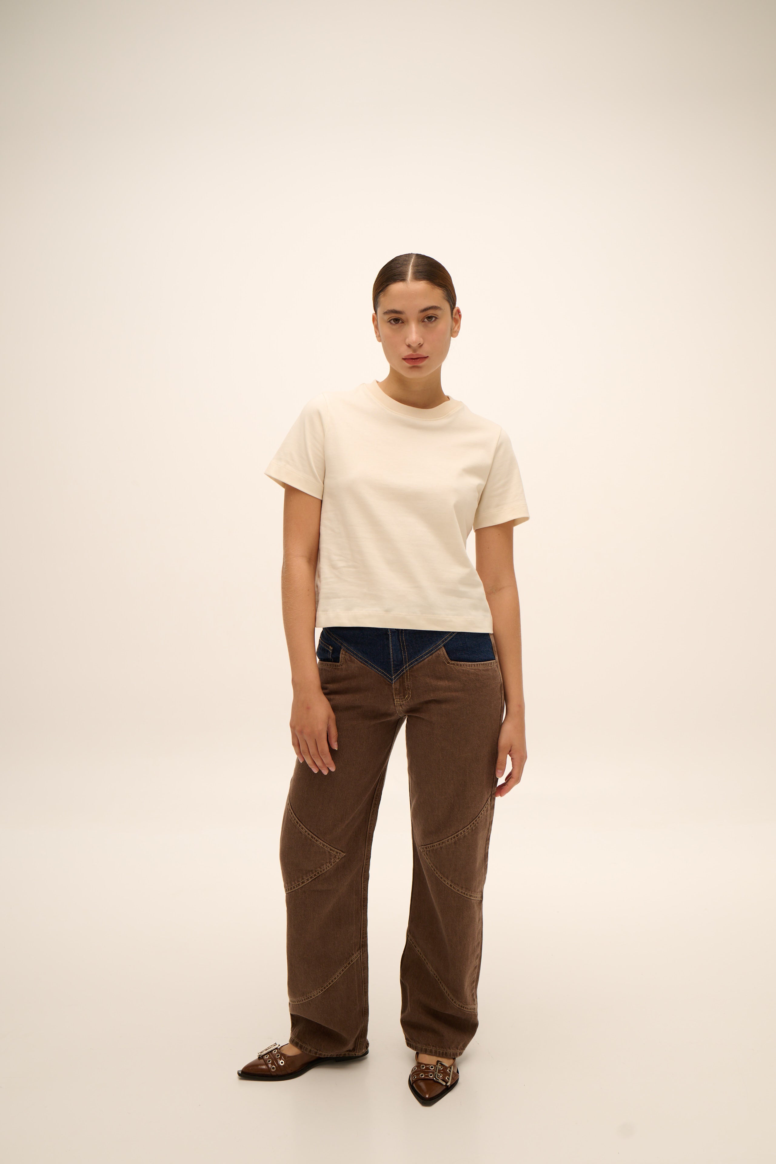 Cowgirl Jean in Brown & Blue