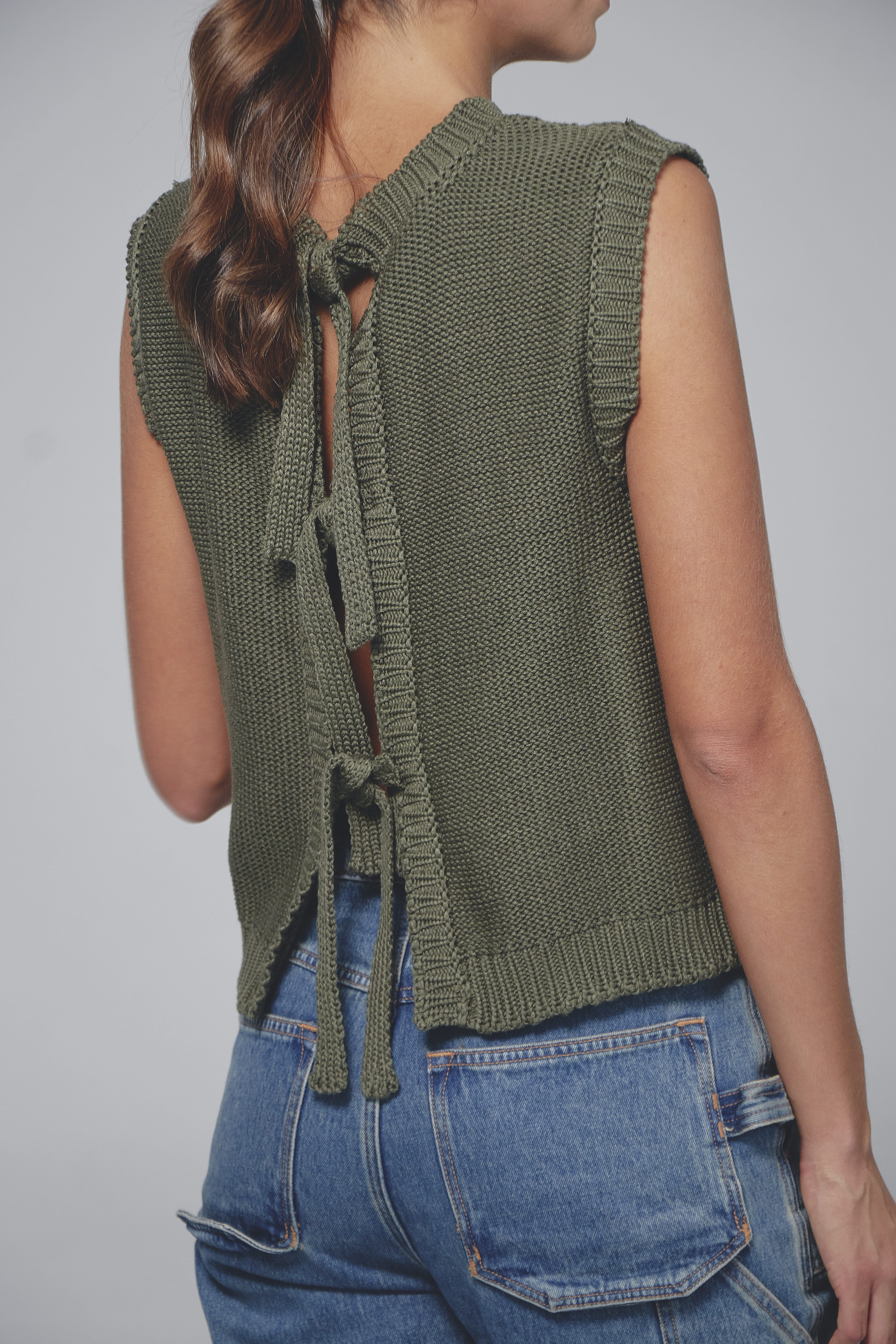 TIED BACK KNIT - VINEYARD GREEN