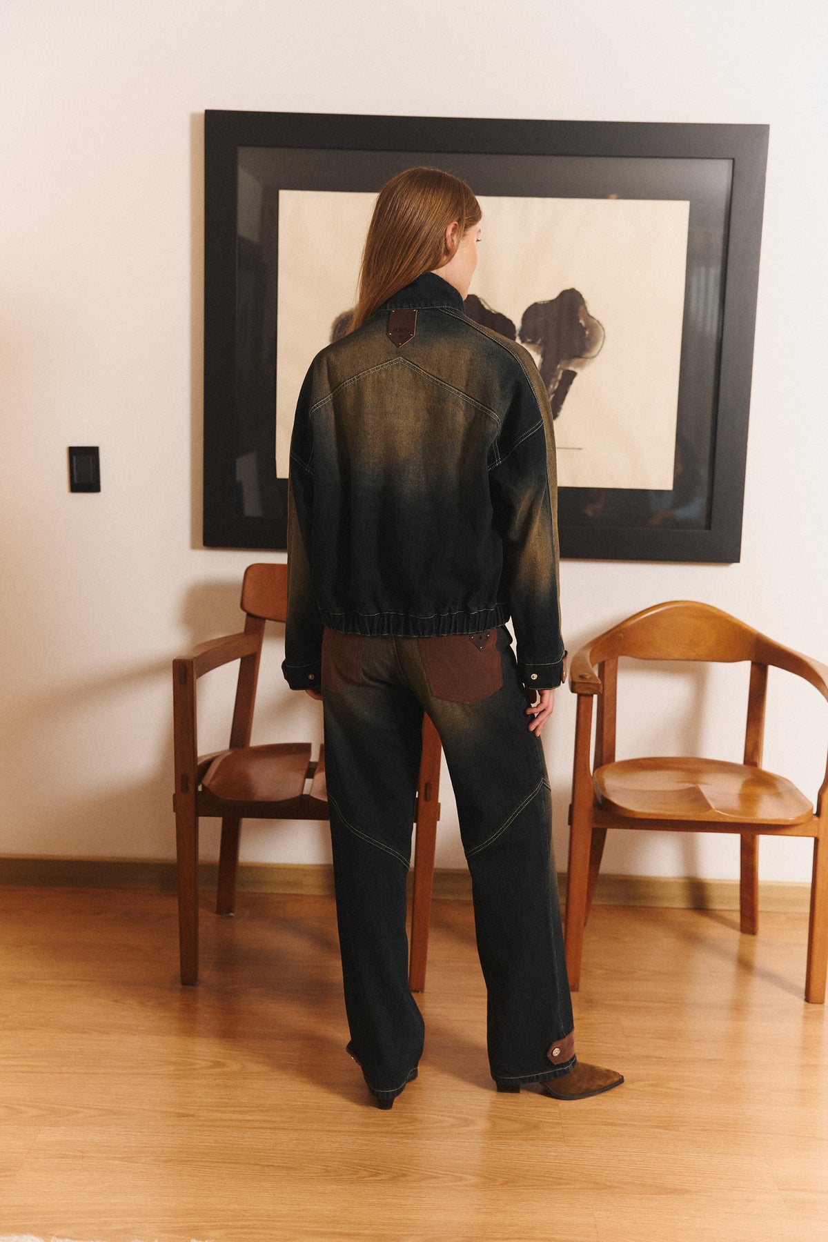 Buckle Jacket in Green Indigo