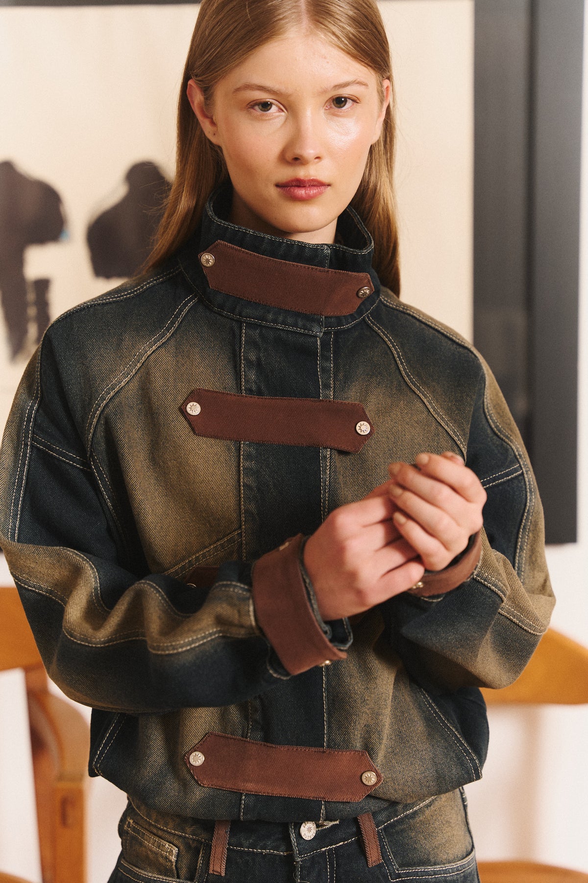 Buckle Jacket in Green Indigo