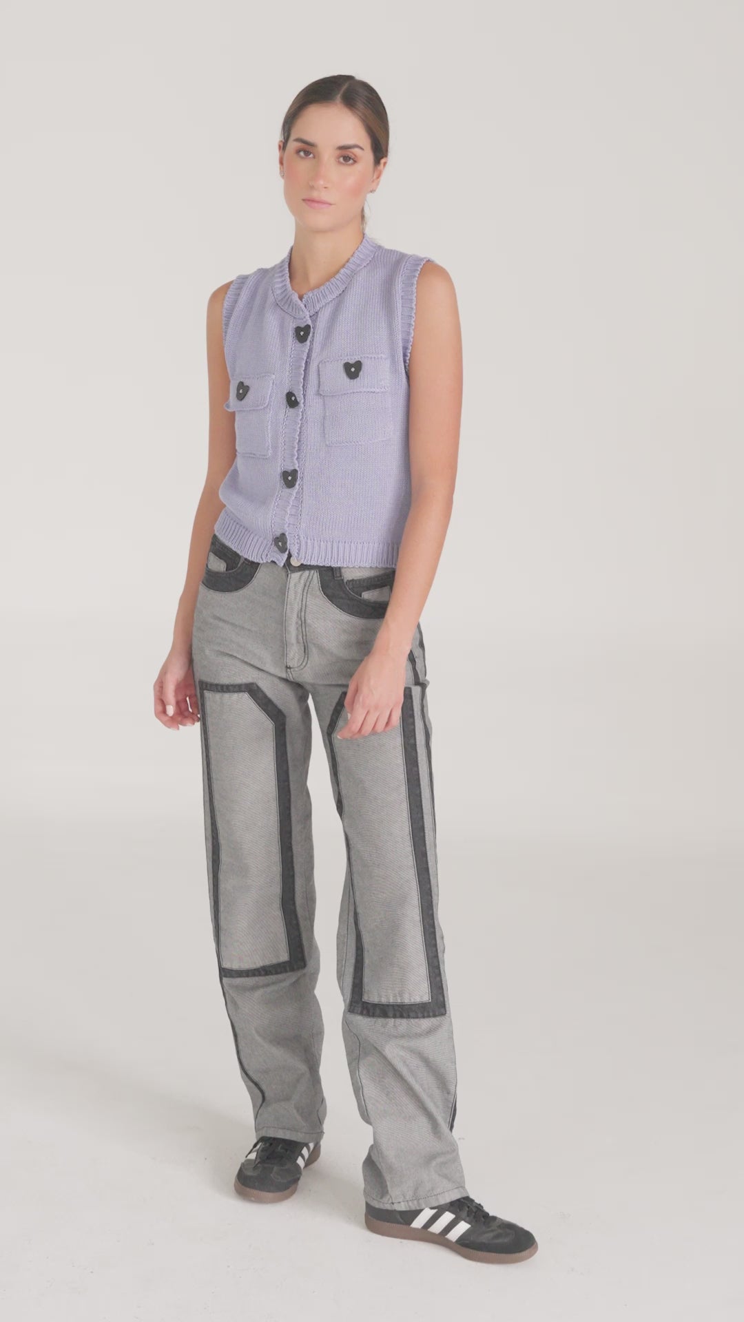 SHADOWED HEART KNIT VEST - LAVENDER